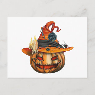 Cartes Pour Fêtes Annuelles Citrouille d'Halloween très effrayante sculptée et