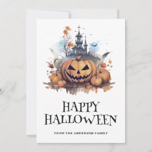 Cartes Pour Fêtes Annuelles Citrouille éffrayant Hauny House Happy Halloween C