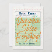 Cartes Pour Fêtes Annuelles Citrouille épice Automne Invité Vérifier Café Latt (Devant)