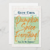 Cartes Pour Fêtes Annuelles Citrouille épice Automne Invité Vérifier Café Latt (Devant / Derrière)