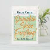 Cartes Pour Fêtes Annuelles Citrouille épice Automne Invité Vérifier Café Latt (Debout devant)