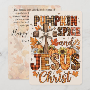 Cartes Pour Fêtes Annuelles Citrouille Épicée et Jésus-Christ Foi et Automne