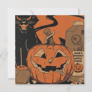Cartes Pour Fêtes Annuelles Citrouille épouvantable d'Halloween vintage