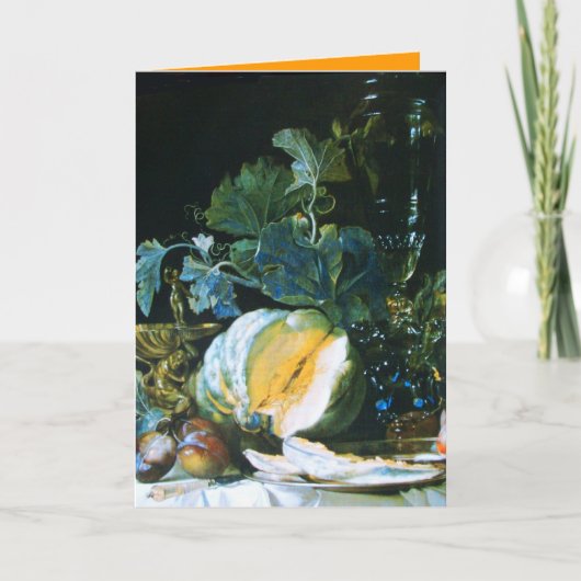 Cartes Pour Fêtes Annuelles CITROUILLE, FRUITS ET GLASSWARE Thanksgiving (Devant)