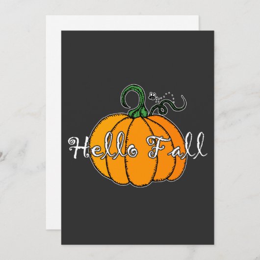 Cartes Pour Fêtes Annuelles Citrouille Hellow Citrouille Hello Fall (Devant / Derrière)