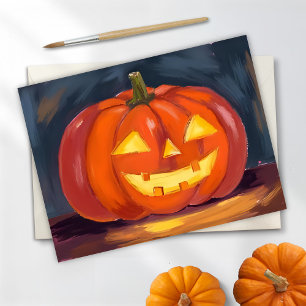 Cartes Pour Fêtes Annuelles Citrouille Jack-O-Lantern Halloween Aquarelle