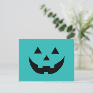 Cartes Pour Fêtes Annuelles Citrouille lumineuse sarcelle mignonne drôle Hallo