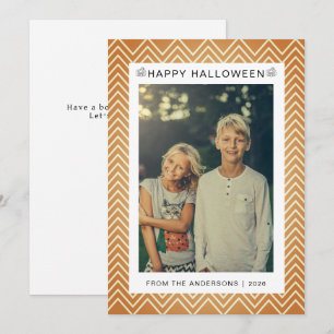 Cartes Pour Fêtes Annuelles Citrouille Mignonne Chevron Joyeux Halloween  Phot