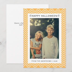 Cartes Pour Fêtes Annuelles Citrouille Mignonne Chevron Joyeux Halloween Photo