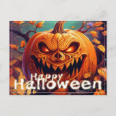 Cartes Pour Fêtes Annuelles Citrouille orange effrayant avec visage, Halloween (Devant)