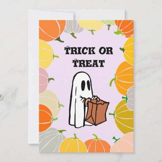 Cartes Pour Fêtes Annuelles Citrouille orange | TRICK or TREAT Halloween Ghost (Devant)