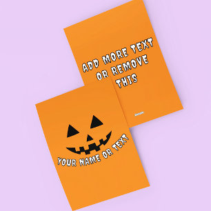 Cartes Pour Fêtes Annuelles Citrouille Personnalisée Halloween Votre Nom ou Te