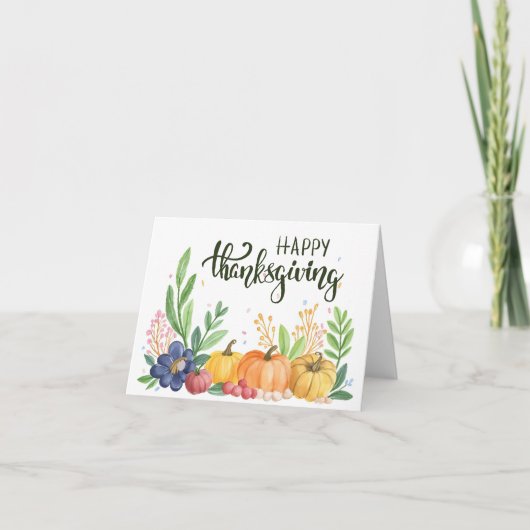 Cartes Pour Fêtes Annuelles Citrouilles bon thanksgiving aquarelle (Devant)