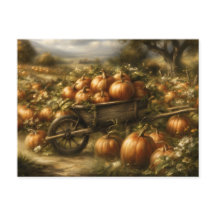 Citrouilles dans une brouette en bois