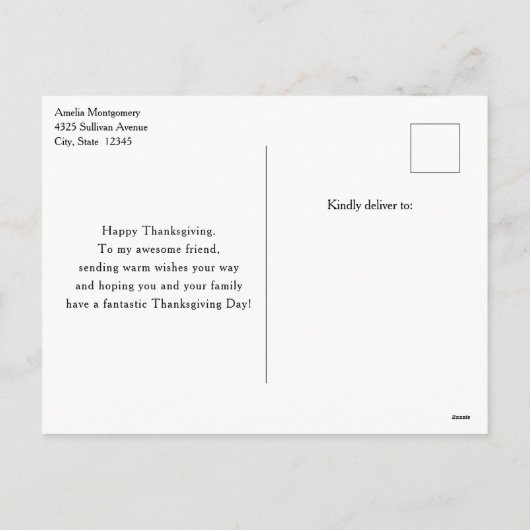 Cartes Pour Fêtes Annuelles Citrouilles d'automne avec fleurs Thanksgiving (Dos)