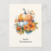 Cartes Pour Fêtes Annuelles Citrouilles d'automne avec fleurs Thanksgiving (Devant)