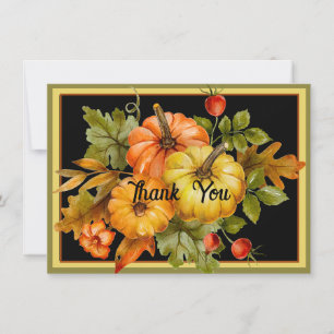 Cartes Pour Fêtes Annuelles Citrouilles d'automne et feuilles de chêne