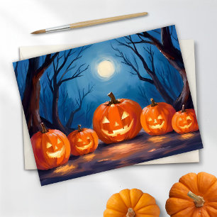 Cartes Pour Fêtes Annuelles Citrouilles de Jack-O-Lanterns d'Halloween Aquarel