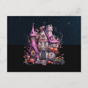 Cartes Pour Fêtes Annuelles Citrouilles de Maison Hantée Nuit Étoilée Hallowee