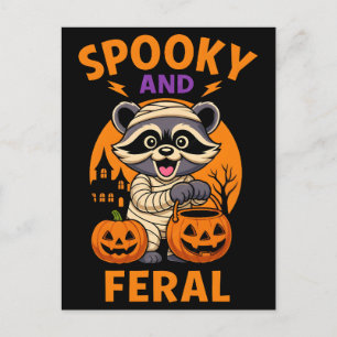 Cartes Pour Fêtes Annuelles Citrouilles de momie de raton laveur effrayantes e