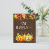 Cartes Pour Fêtes Annuelles Citrouilles de récolte et frontière de feuillage d (Debout devant)