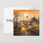 Cartes Pour Fêtes Annuelles Citrouilles d'Halloween effrayantes (Devant / Derrière)