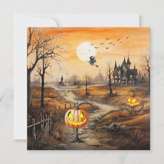 Cartes Pour Fêtes Annuelles Citrouilles effrayantes Halloween (Devant)