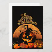 Cartes Pour Fêtes Annuelles Citrouilles effrayantes | Joyeux Halloween (Devant / Derrière)