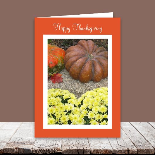 Cartes Pour Fêtes Annuelles Citrouilles et fleurs Thanksgiving Sentiment