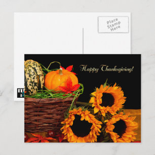 Cartes Pour Fêtes Annuelles Citrouilles et tournesols Thanksgiving