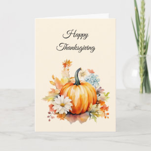 Cartes Pour Fêtes Annuelles Citrouilles orange et fleurs automne Action de grâ