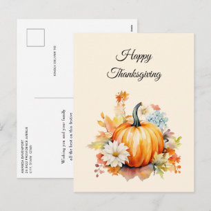 Cartes Pour Fêtes Annuelles Citrouilles orange et fleurs automne Action de grâ