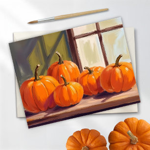 Cartes Pour Fêtes Annuelles Citrouilles oranges automne aquarelle