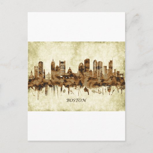 Cartes Pour Fêtes Annuelles Cityscape de Boston Massachusetts (Devant)