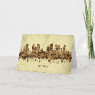 Cartes Pour Fêtes Annuelles Cityscape de Boston Massachusetts