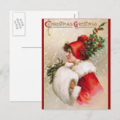 Cartes Pour Fêtes Annuelles Clapsaddle : Fille d'hiver avec le casquette de (Devant / Derrière)