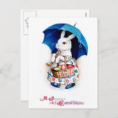 Cartes Pour Fêtes Annuelles Clapsaddle : Fille lapin de Pâques avec parapluie (Devant / Derrière)