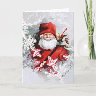 Cartes Pour Fêtes Annuelles Clapsaddle : Père Noël avec jouets et brindilles