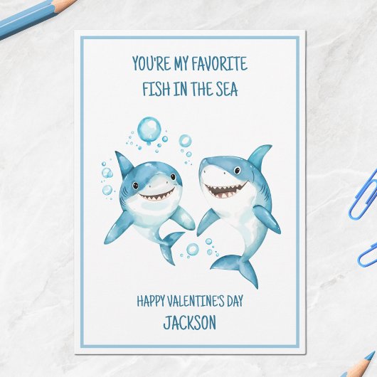Cartes Pour Fêtes Annuelles Classe de l'école des requins pour enfants Joyeuse