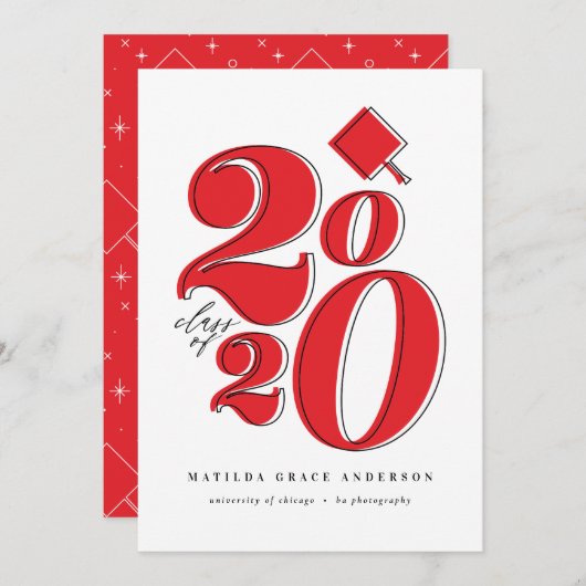 Cartes Pour Fêtes Annuelles Classe graphique audacieuse de 2020 graduation fai (Devant / Derrière)