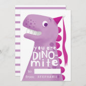 Cartes Pour Fêtes Annuelles Classe Valentine Pink Dinosaur (Devant / Derrière)