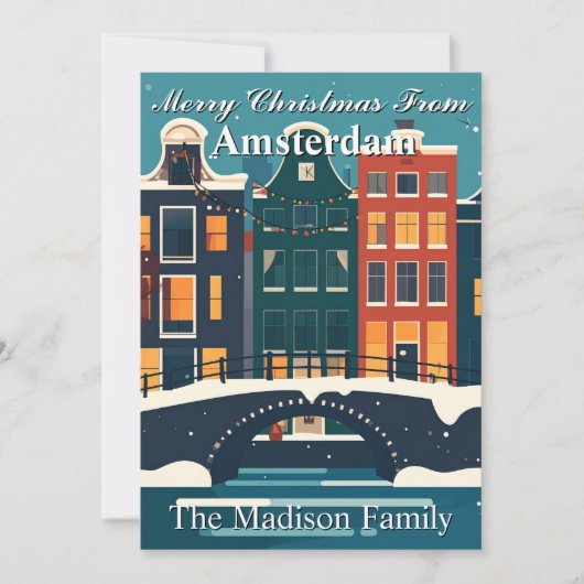 Cartes Pour Fêtes Annuelles Classic Amsterdam Maison de Noël Famille Canal (Devant)