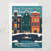 Cartes Pour Fêtes Annuelles Classic Amsterdam Maison de Noël Famille Canal (Devant / Derrière)