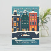 Cartes Pour Fêtes Annuelles Classic Amsterdam Maison de Noël Famille Canal (Debout devant)