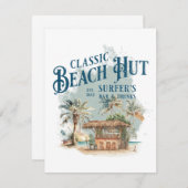 Cartes Pour Fêtes Annuelles Classic Beach Hut - Surfer's Bar & Drinks (Devant / Derrière)
