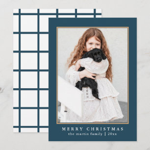 Cartes Pour Fêtes Annuelles Classic Blue Check Motif Joyeux Noël Photo