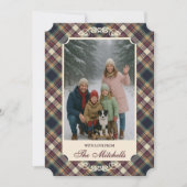 Cartes Pour Fêtes Annuelles Classic Blue Dark Green Red Plaid Pattern Holiday (Devant)