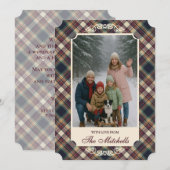 Cartes Pour Fêtes Annuelles Classic Blue Dark Green Red Plaid Pattern Holiday (Devant / Derrière)