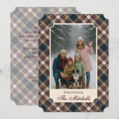 Cartes Pour Fêtes Annuelles Classic Blue Dark Green Red Plaid Pattern Holiday (Devant / Derrière)