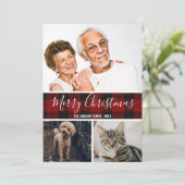 Cartes Pour Fêtes Annuelles Classic Buffalo plaid Grand-parents 3 photo collag (Debout devant)